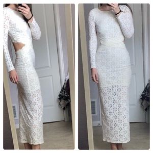 Free people white long sleeve cutout maxi dress